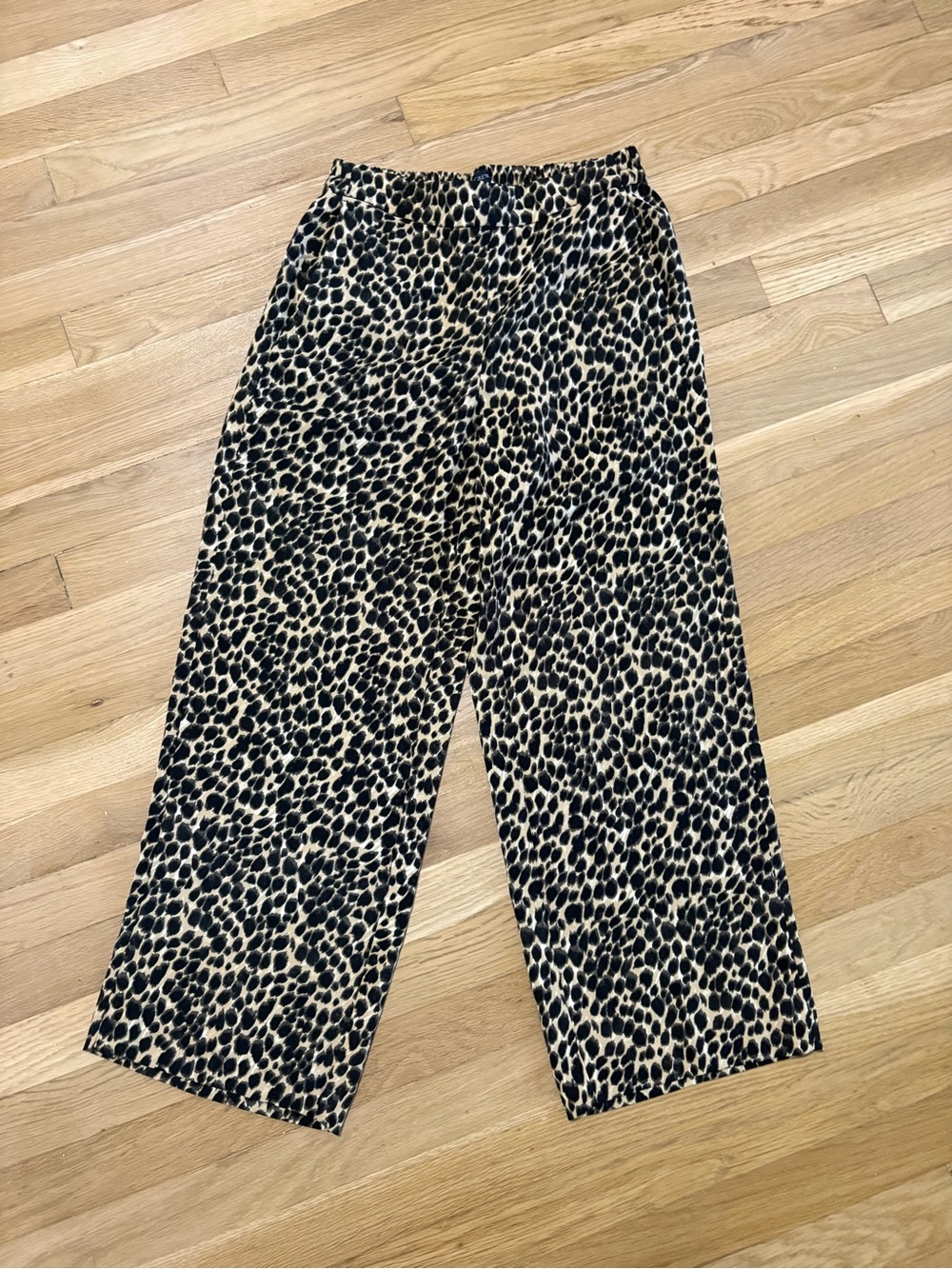 J Crew Factory Leopard Print Wide Leg Pants - Black & Tan